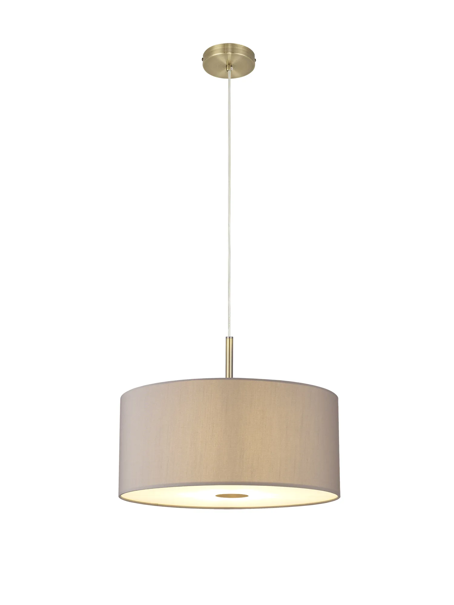 Baymont 40cm Pendant 1 Light Antique Brass, Grey, Frosted Diffuser DK0222  Deco Baymont AB GR